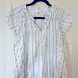 Time & Tru | textured blue stripe blouse